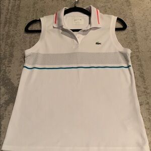 Lacoste White Polo with Red and Blue Details